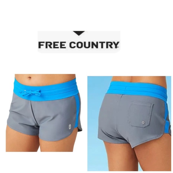 Free Country Women's Swim Shorts in Gray and Blue L - Picture 1 of 11